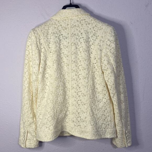 Dialogue Women Off White Eyelet Lace Two Button Blazer Size M - Picture 6 of 8